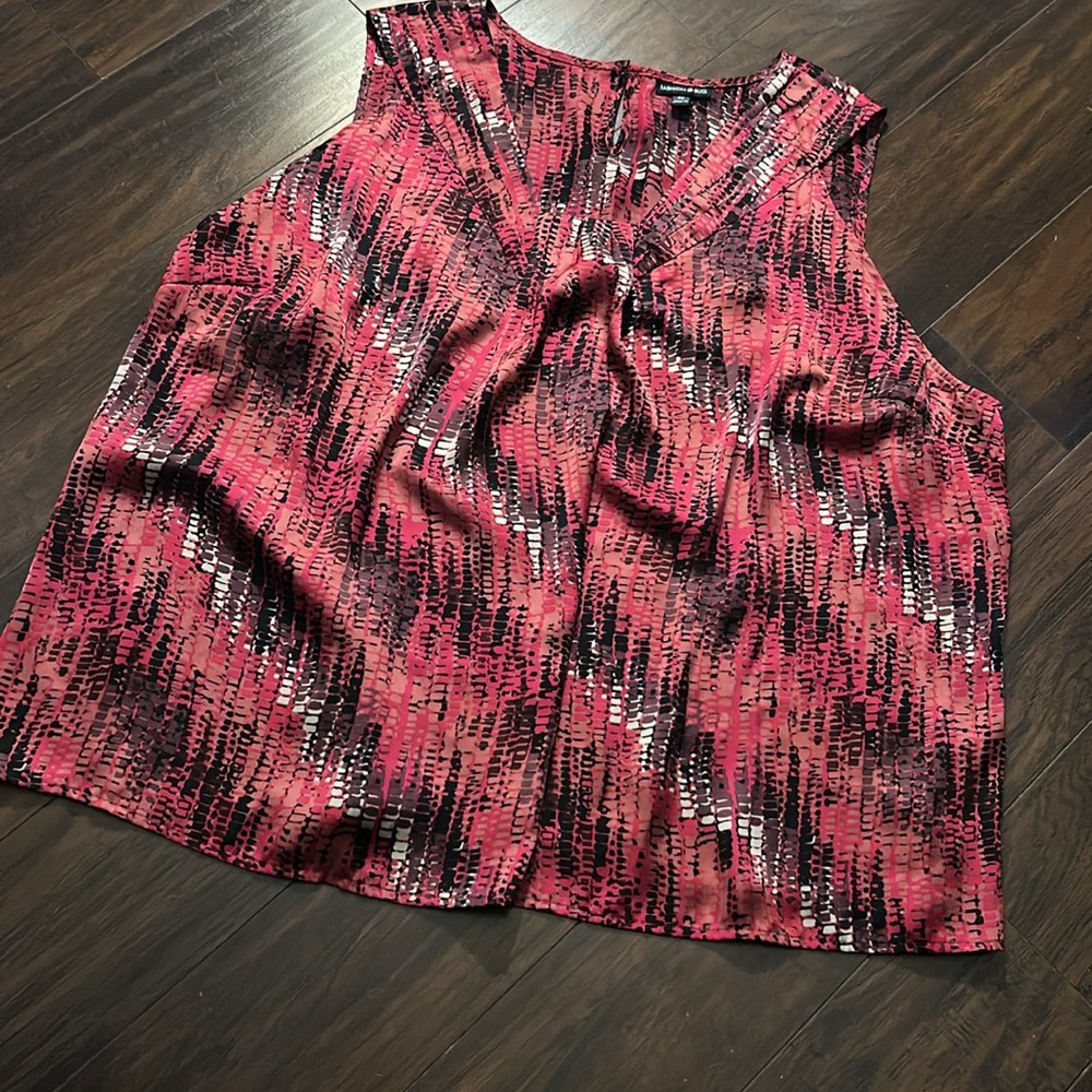 Fashion Bug Vibrant Red and Black Blouse